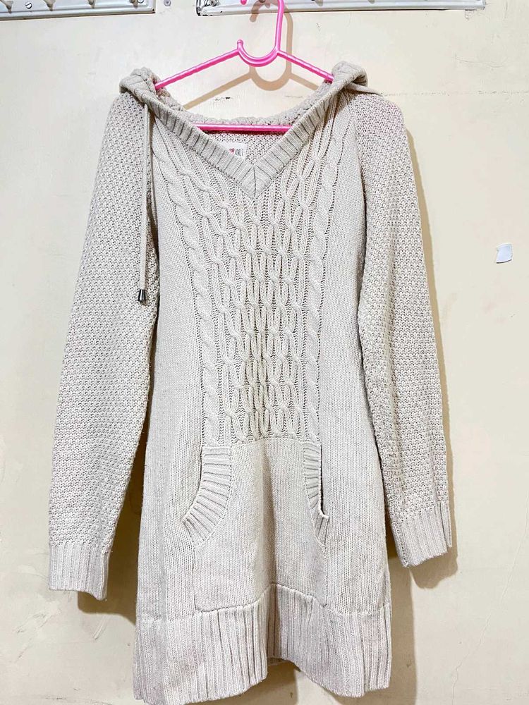Hooded Knit Sweater Dress