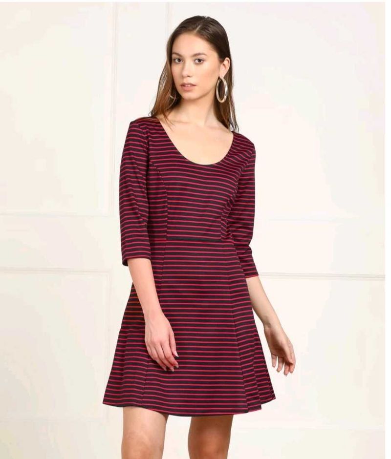 Blue &amp; Peach Horizontal Stripes Middle