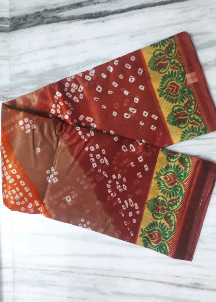 New Bagalpuri Silk Bandhini Saree With Blouse