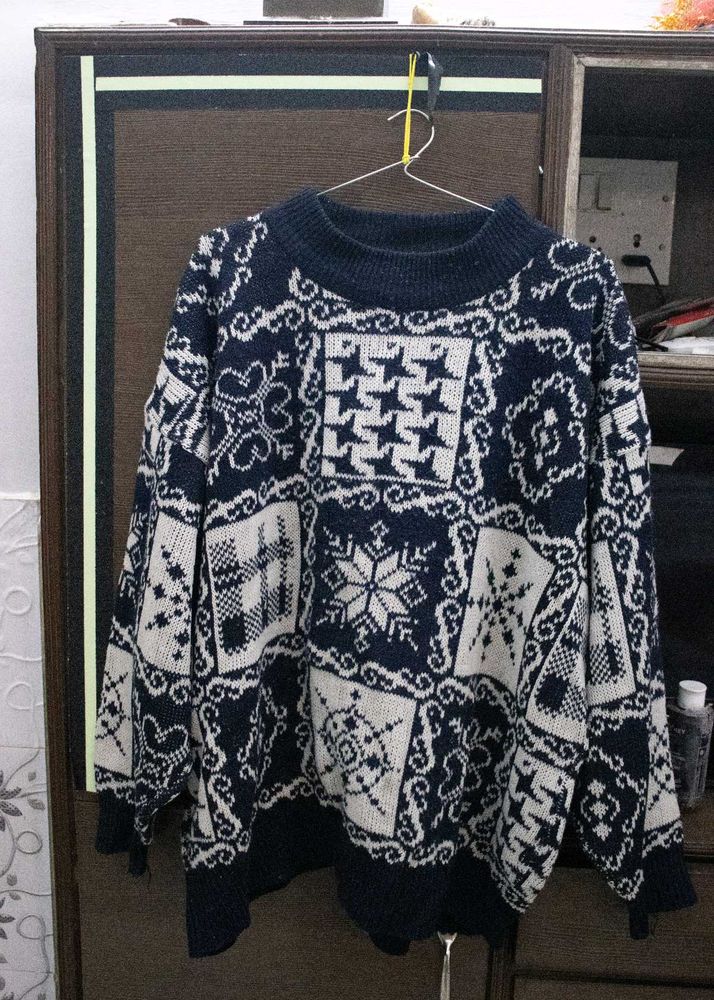 Patterned Knit Pullover Sweater