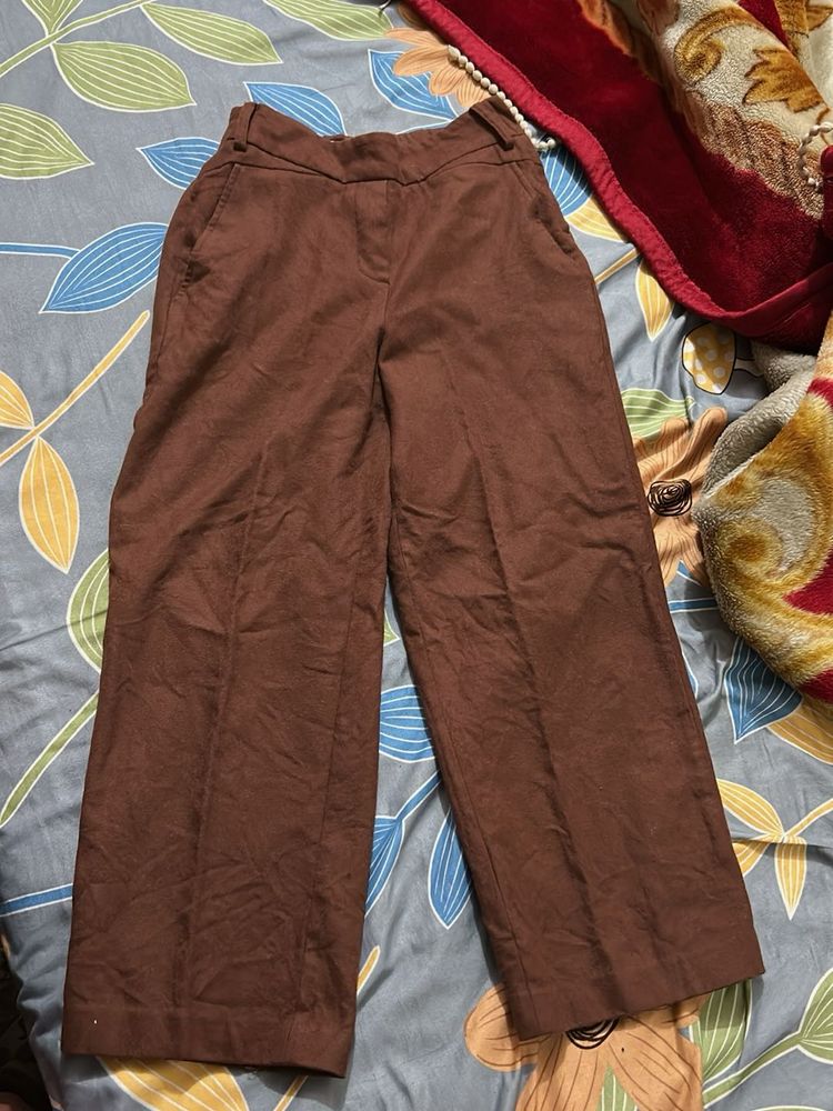 mehroon Wide Leg Pants