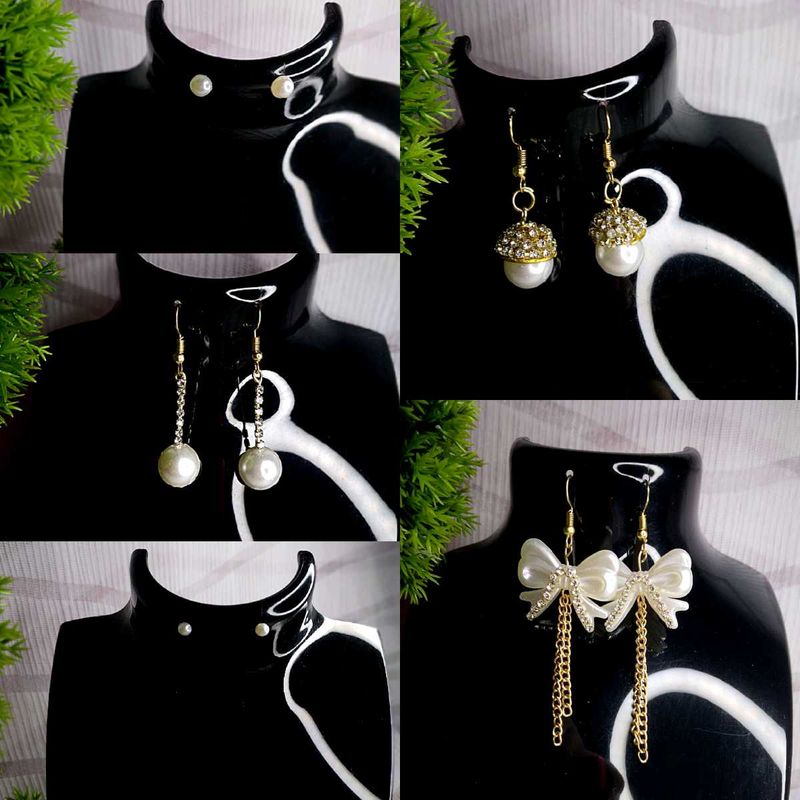 5 Korean Style Pearl Earrings Combo