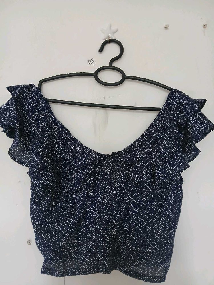 Polka Dot Ruffle Top