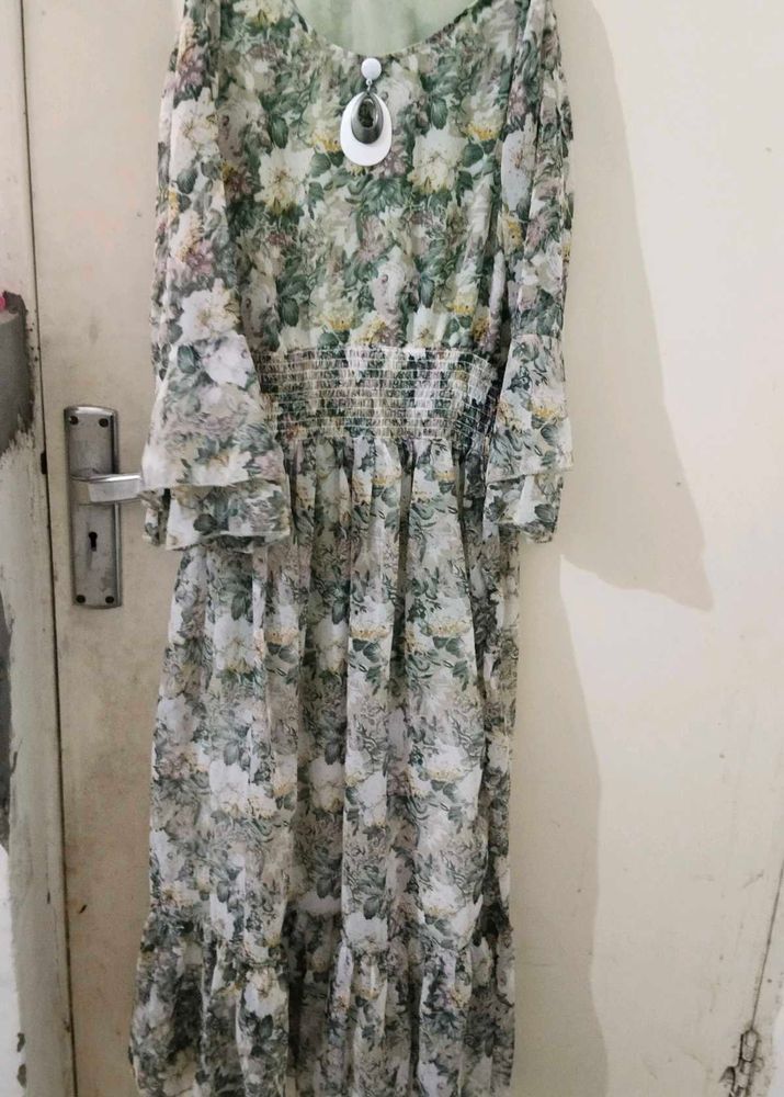 Floral Chiffon Midi Dress