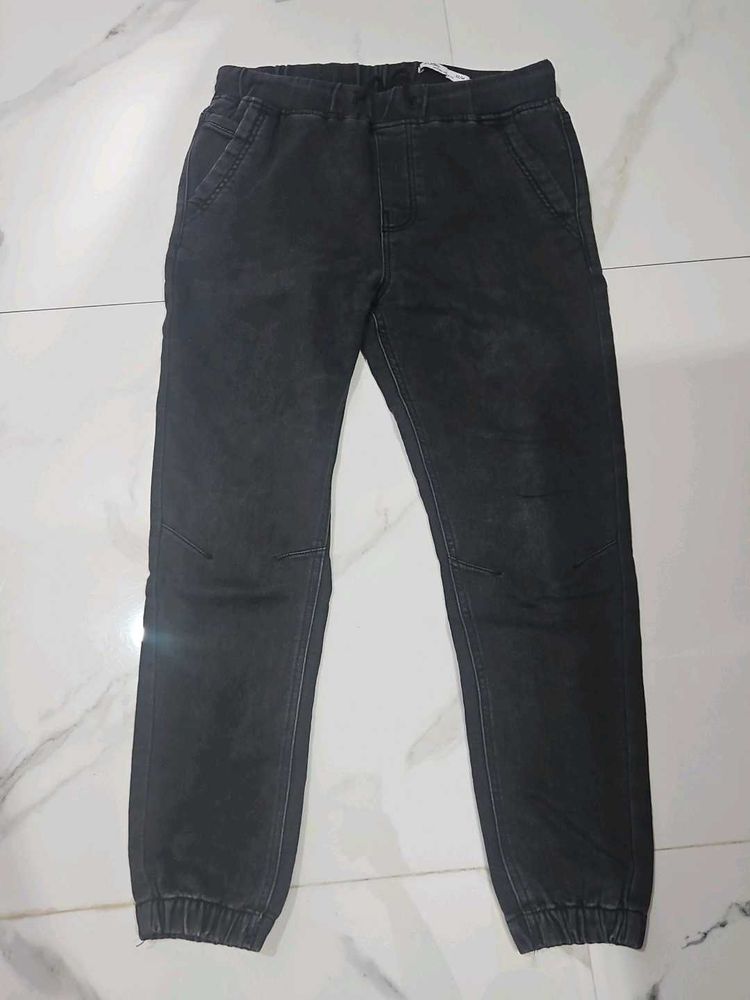 Black Denim Joggers