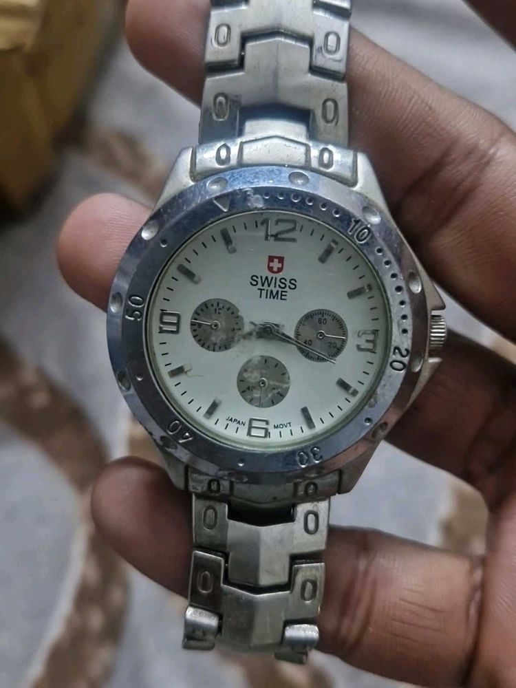 not working  Swiss Time Silver Watch