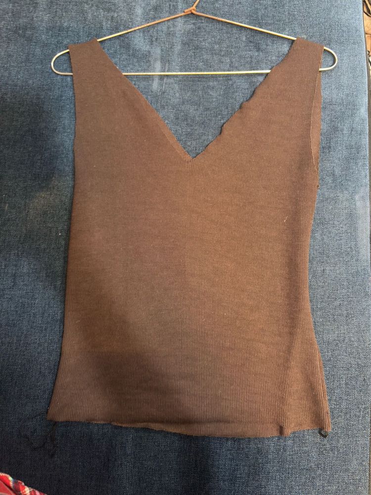 brown v neck  tank top