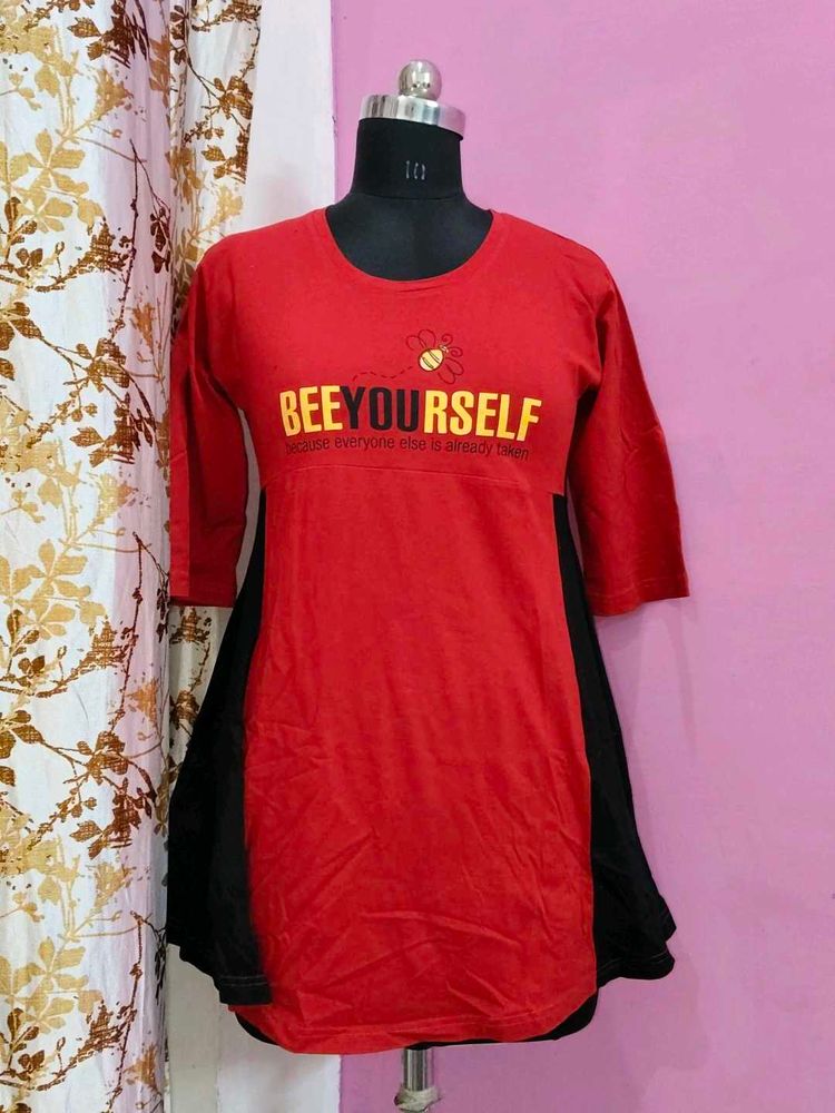 Red Graphic Print Top