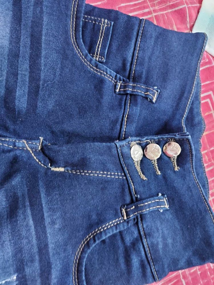 Stretchable High Waist Denim For Girls