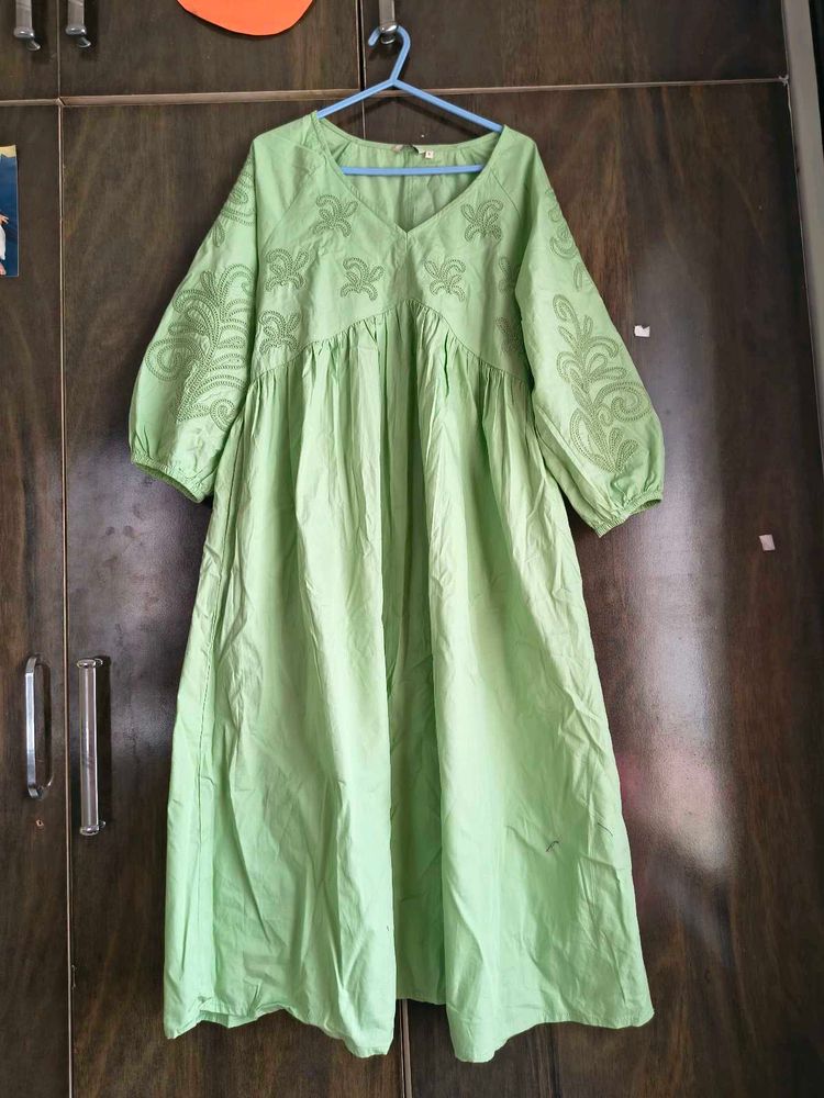 Pista Green Embroidered Dress I Max