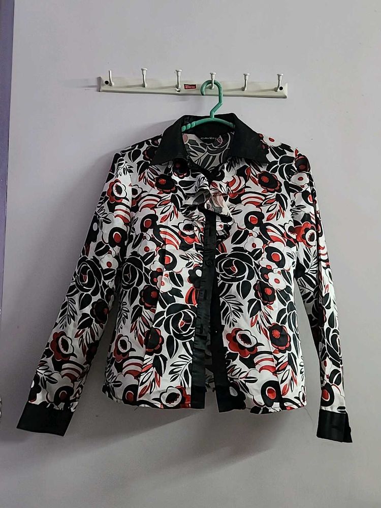 Black satin top or shrug on tanktop