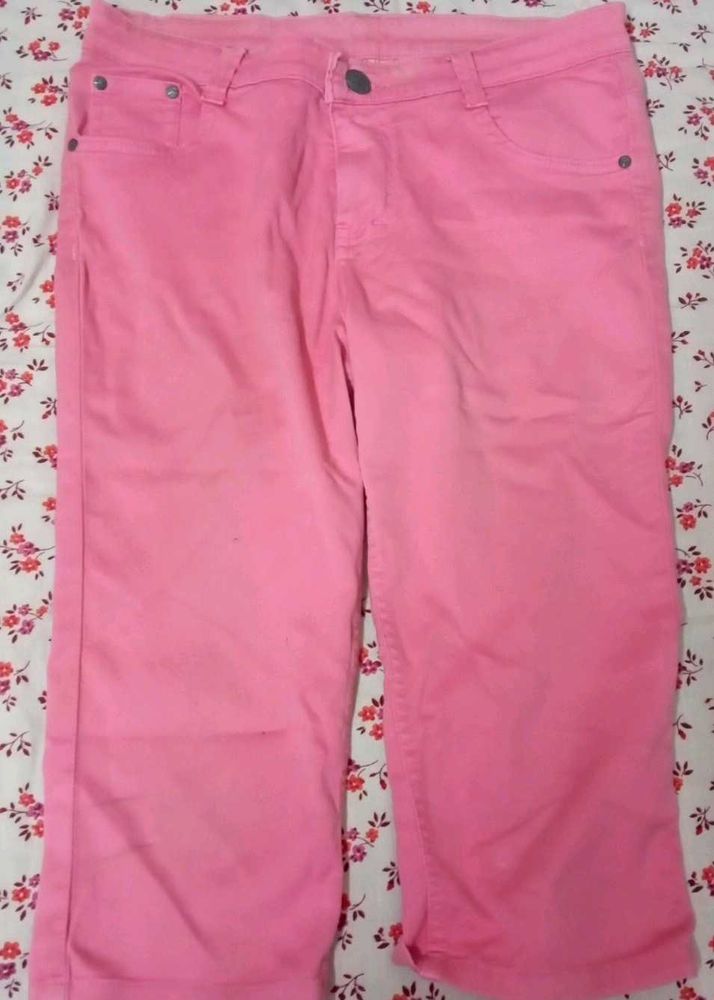 Pink Cropped Capri Pants