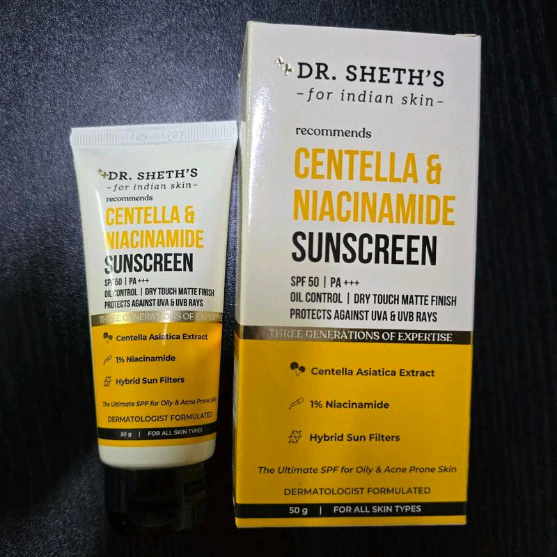 Dr. Sheth's Centella &amp; Niacinamide Sunscreen SPF50