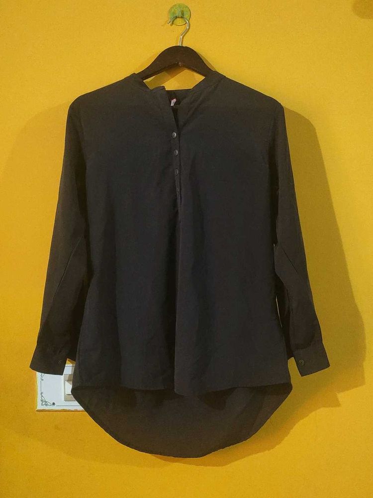 Black Long Sleeve Button-Up