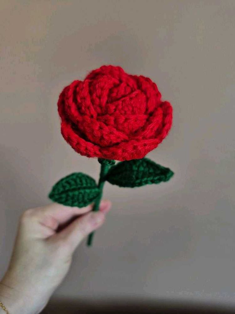 Crochet Red Rose