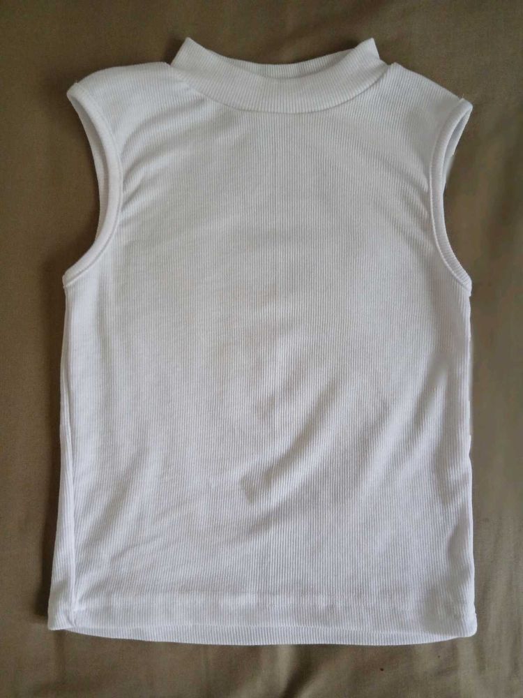White Sleeveless Tank Top