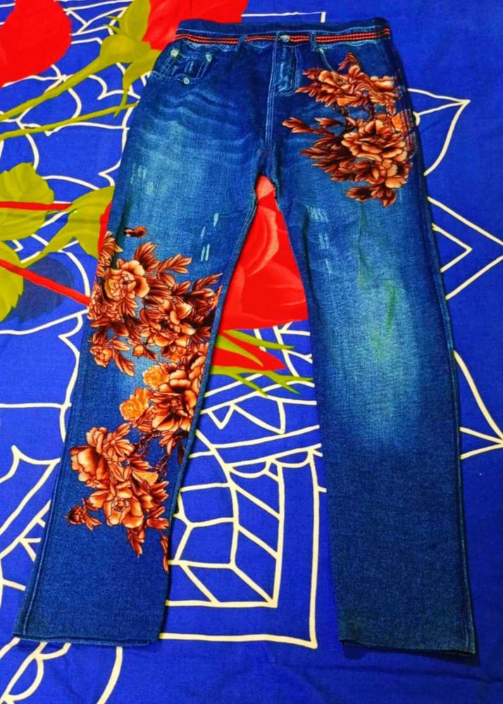 Floral Printed Jeans