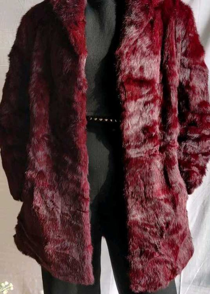 Burgundy Faux Fur Coat Premium Quality