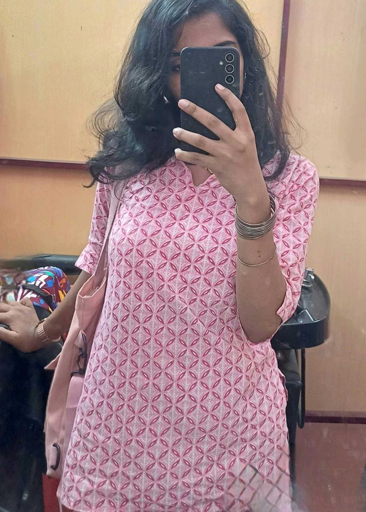 Women Pink Short Kurti