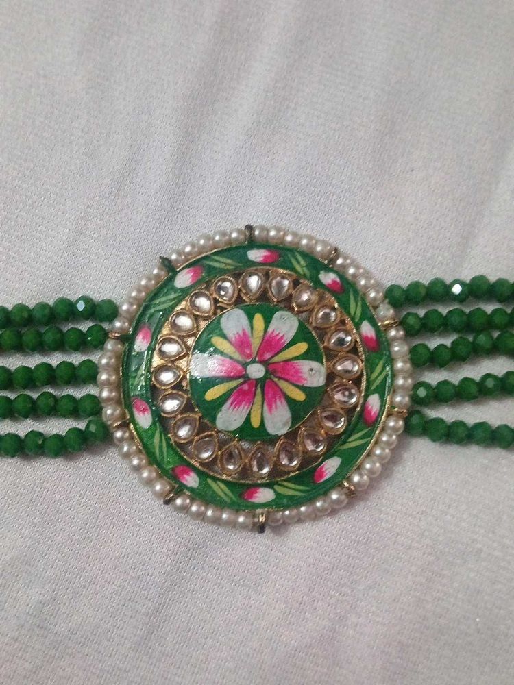 Green Beaded Choker Necklace