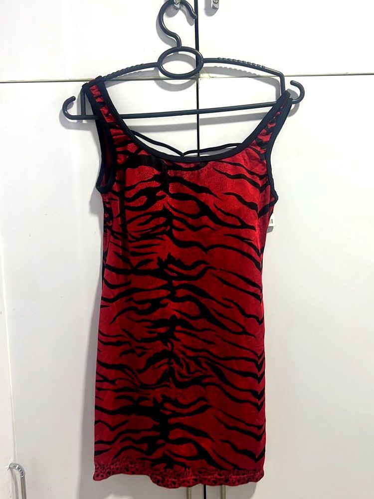 Red Tiger Print Swim Dress/top