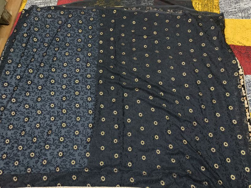 Black And Grey Double Shade Partywear Saree