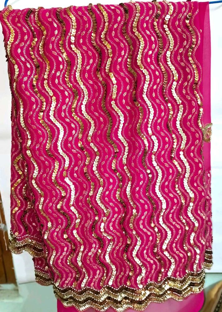 Pink Sequin Party Saree