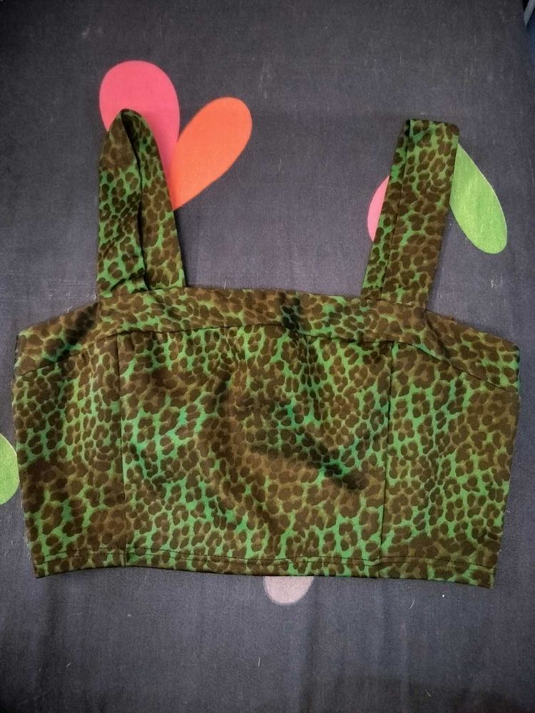 Green Animal Print Top