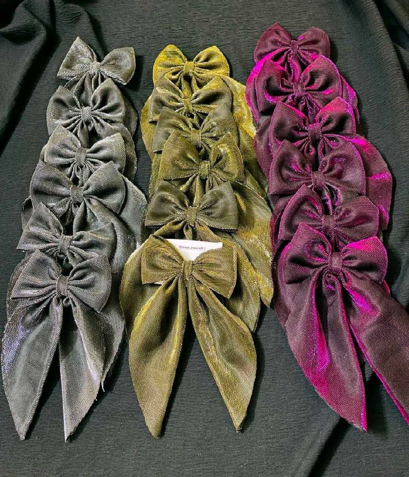 Velvet Bow Hair Clips - Set of 3