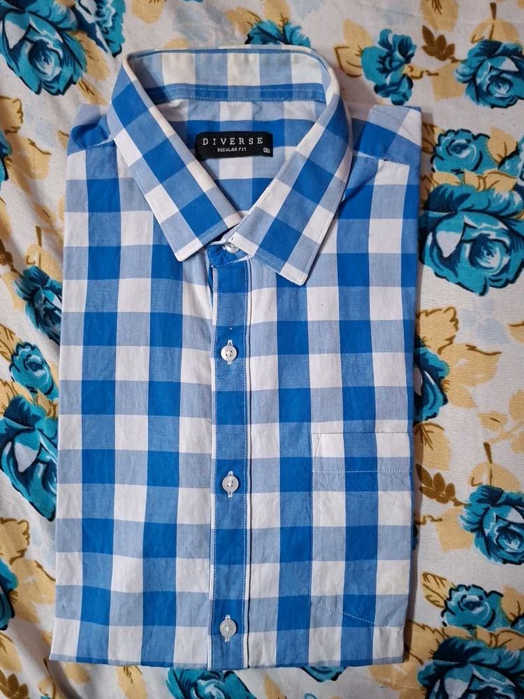 Blue Checked Shirt half with superb condition..XXL