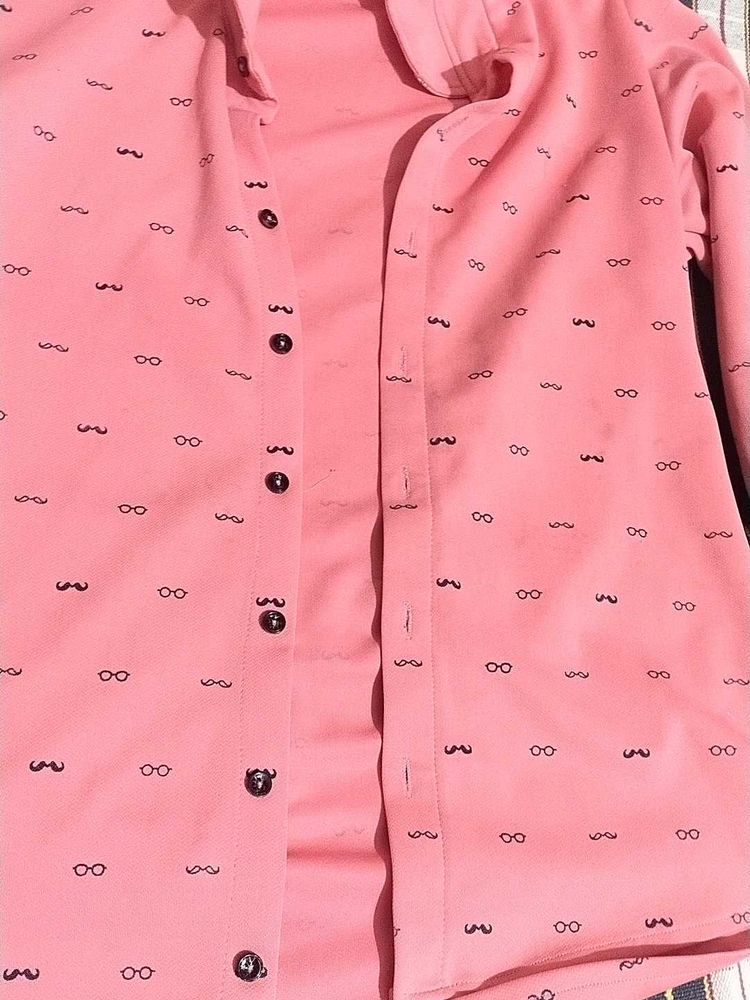 Pink Printed Casual Shirt