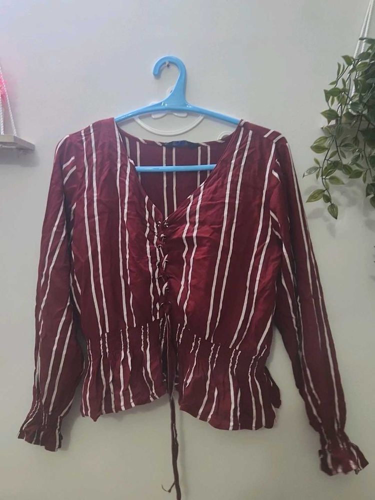 Striped Burgundy Blouse