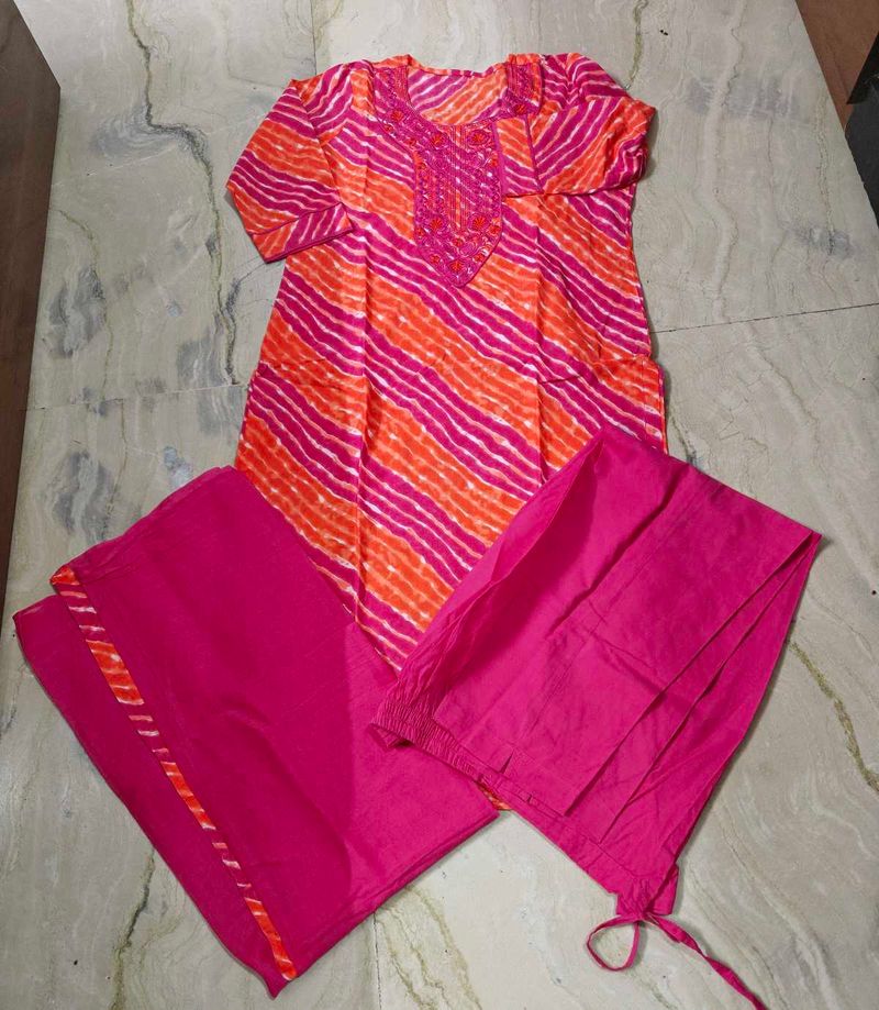 Pink &amp; Orange Kurta Set