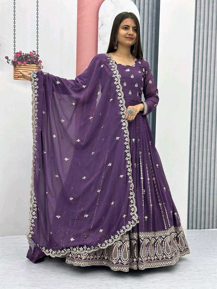 Elegant Purple Anarkali Suit