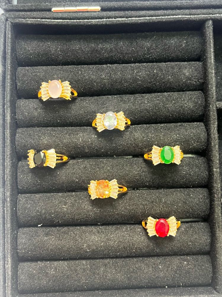 Gemstone Rings - Gold Tone Pack Of 6