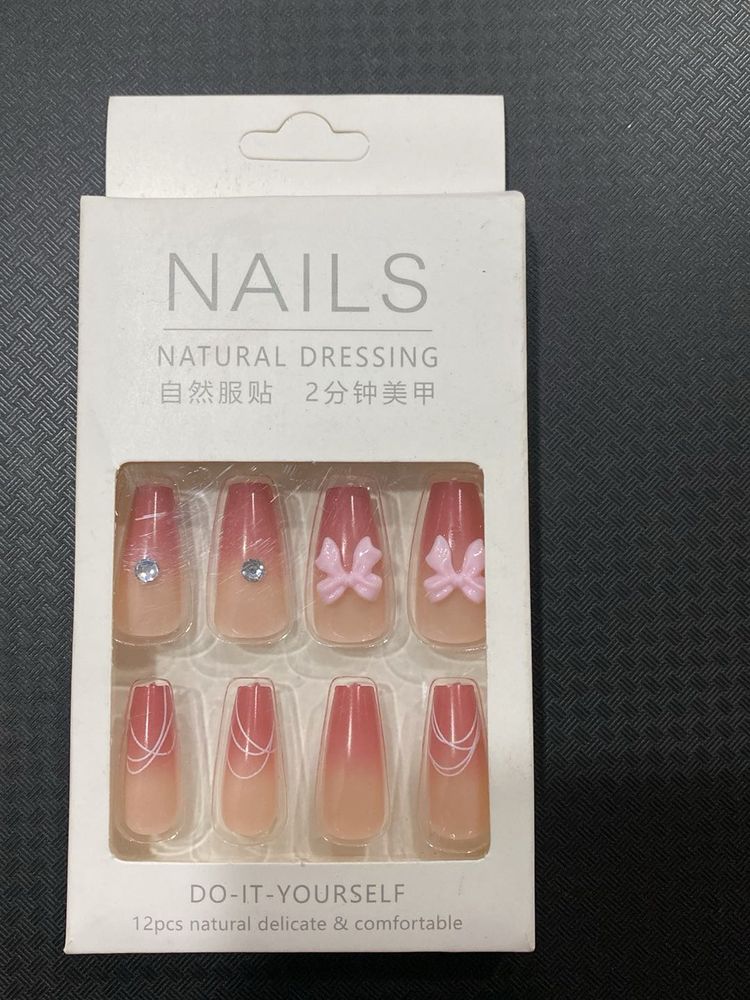 DIY Press On Nails - Pink Bow