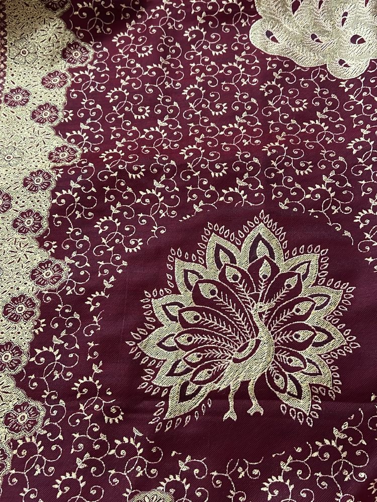 MAROON GOLD EMBROIDERED SHAWL