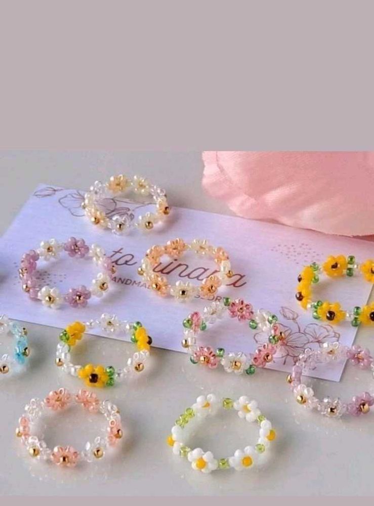 Flower Beaded Rings