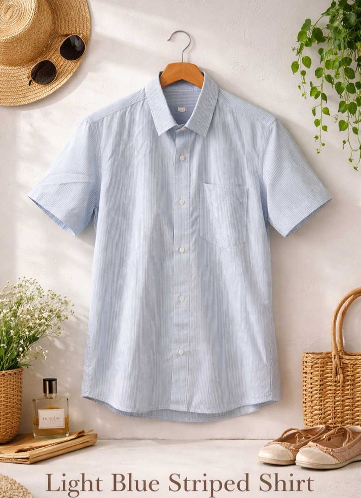Light Blue Striped Shirt 👔
