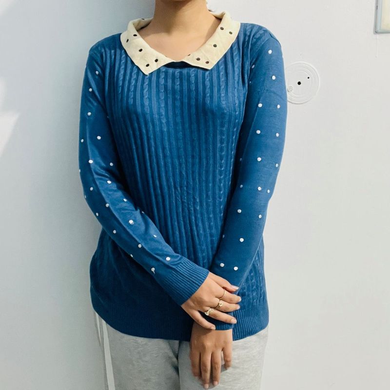 Blue Polka Dot Sweater