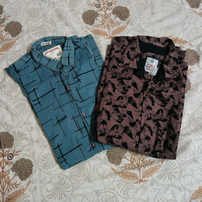 Set Of 2 Stylish Patterned Shirts