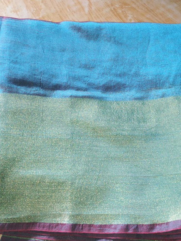 Elegant Teal &amp; Gold Saree