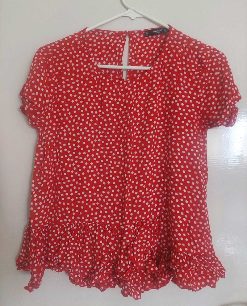 Red Polka Dot Top from Mango, size US 6