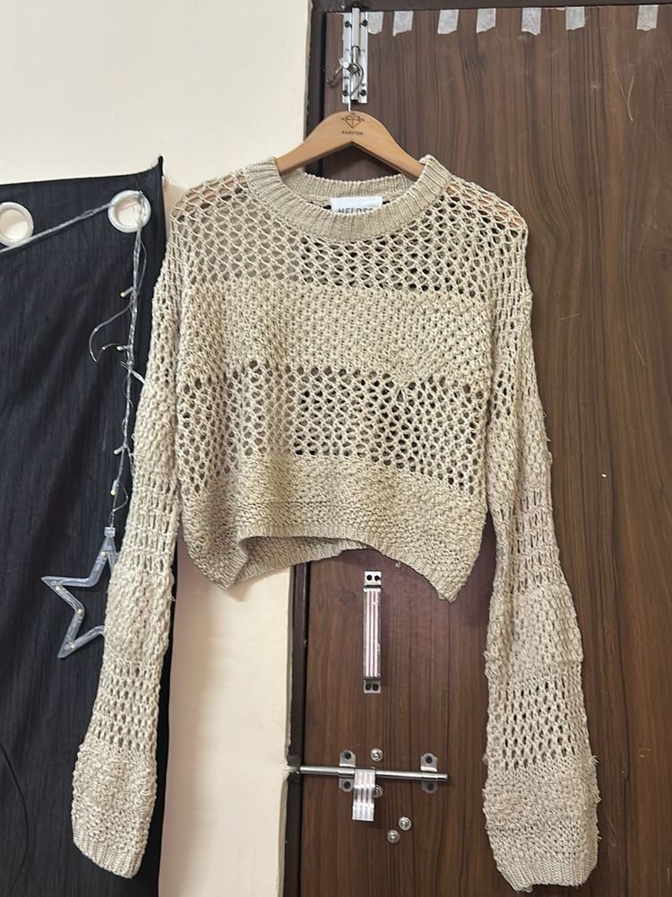 Crochet Knit Crop Top Sweater