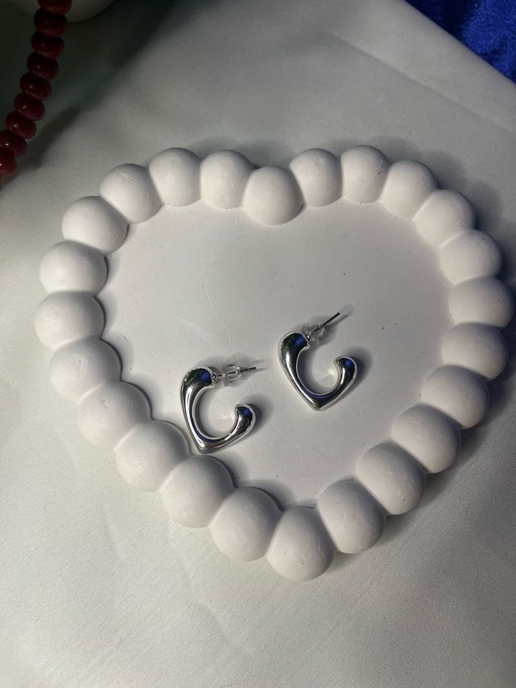 Heart-Shaped Silver Earrings