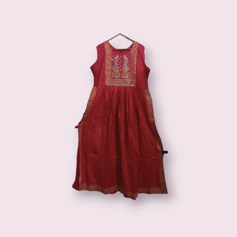 Women&#39;s Cotton Blend Anarkali Printed Kurti