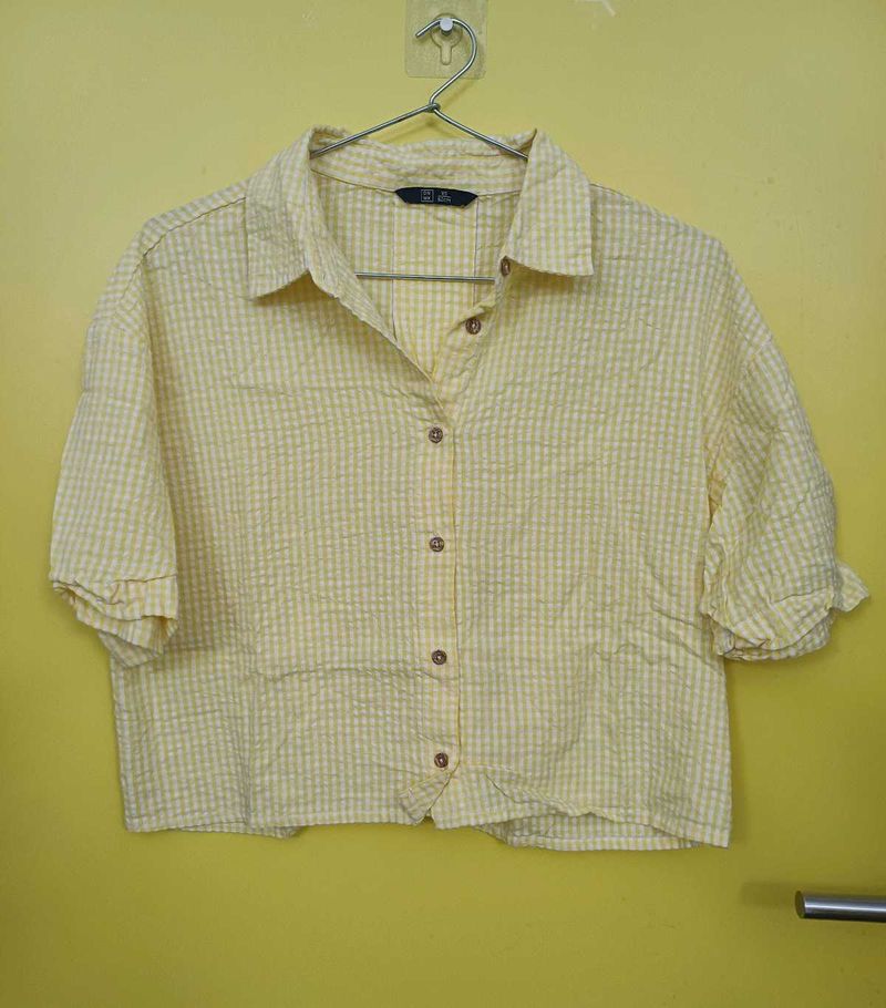 Yellow Gingham Loose Fit Shirt