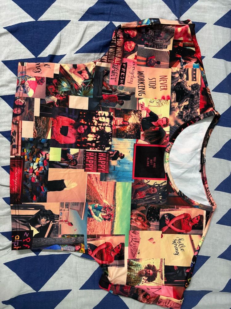 Y2K Photo Collage Graphic Crop Top