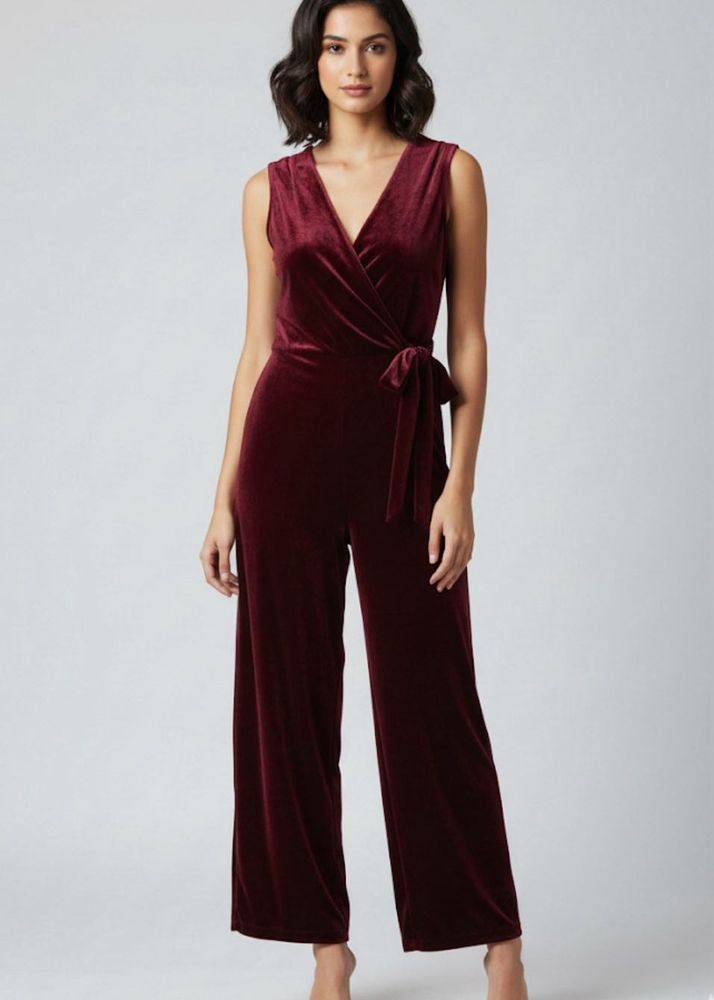 Wardrobe Burgundy Velvet Jumpsuit L