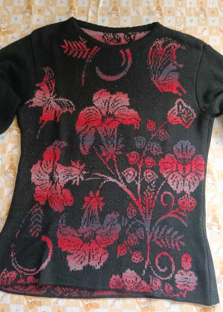 Floral Print Pullover Sweater